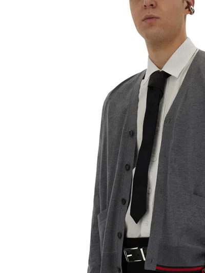 Gucci Web Pattern Wool Cardigan In Blue