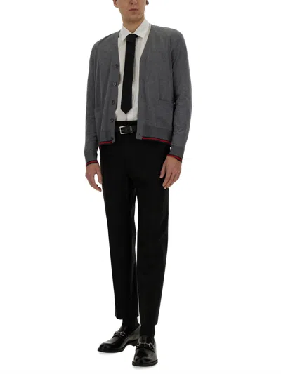 Gucci Web Pattern Wool Cardigan In Blue