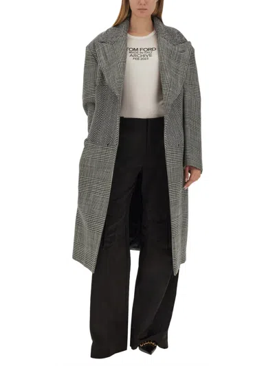 Tom Ford Virgin Wool Patchwork Coat In Multicolor