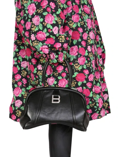 Balenciaga Floral Pattern Jacket With Hood And Drawstring In Brown