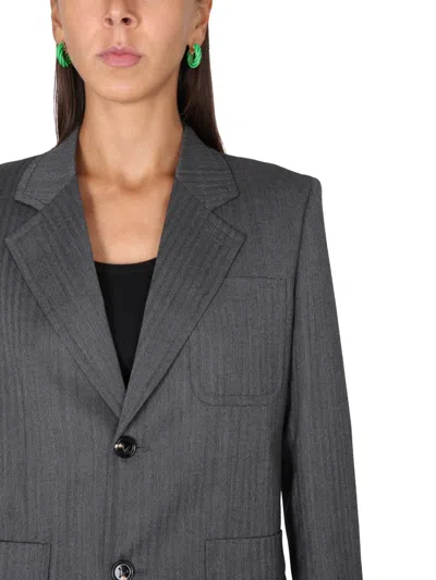 Bottega Veneta Chevron Pattern Wool Jacket In Multicolor