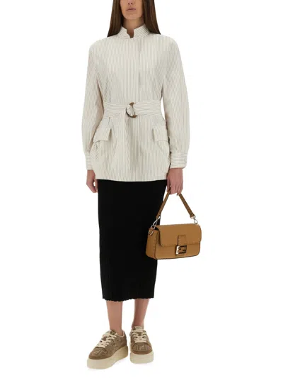 Fendi Sophisticated Blouson Jacket Size 38 In Neutral