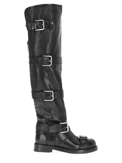 Dolce & Gabbana Leather Boots In Black
