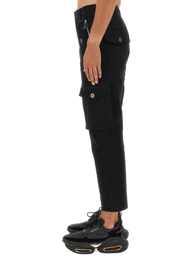 Balmain Cotton Cargo Pants In Black