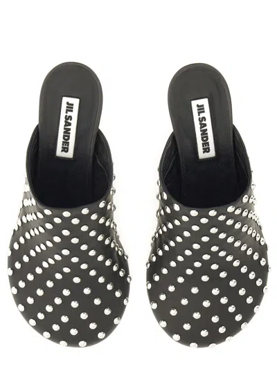Jil Sander Stud-embellished Nappa Leather Mules In Black