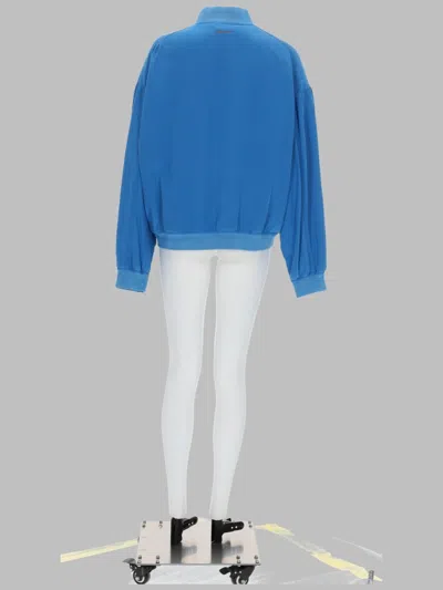 Versace Silk Poplin Blouson Jacket In Blue