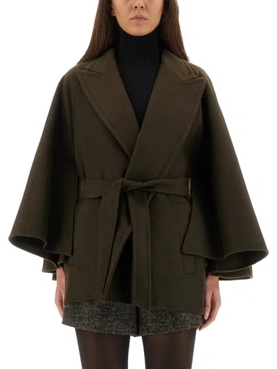 Max Mara Verna Belted Coat In Green