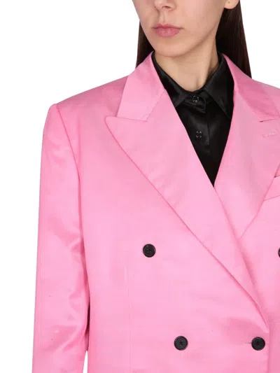 Tom Ford Double-breasted Long-sleeve Blazer In Purple