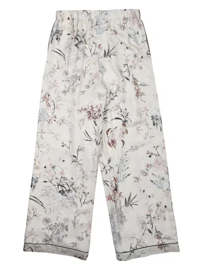 Dior Printed Silk Trousers In White
