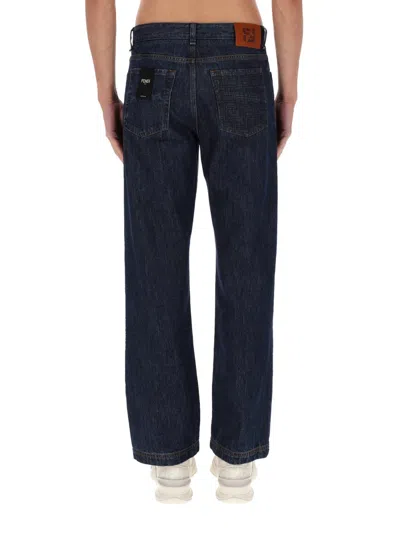 Fendi Regular Fit Cotton Jeans In Blue