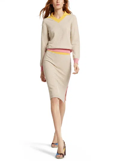 Fendi Ff-pattern Colour-block Sweater In Beige