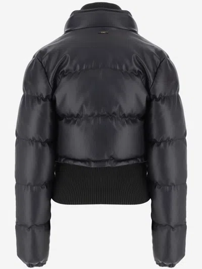 Just Cavalli Quilted Polyester Down Jacket In Black