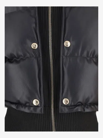 Just Cavalli Quilted Polyester Down Jacket In Black