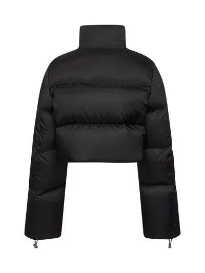 Prada Cropped Re-nylon Down Jacket In Black