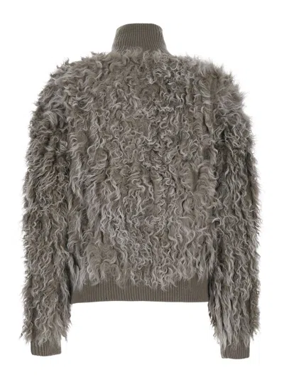 P.a.r.o.s.h . Textured Wool Bomber Jacket In Beige