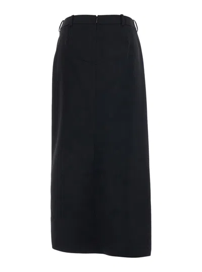 Givenchy Slashed Asymmetric Midi Skirt In Black