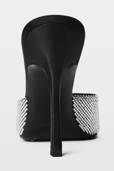 Alexander Wang Cher Crystal-hotfix 105mm Mule In Black/silver