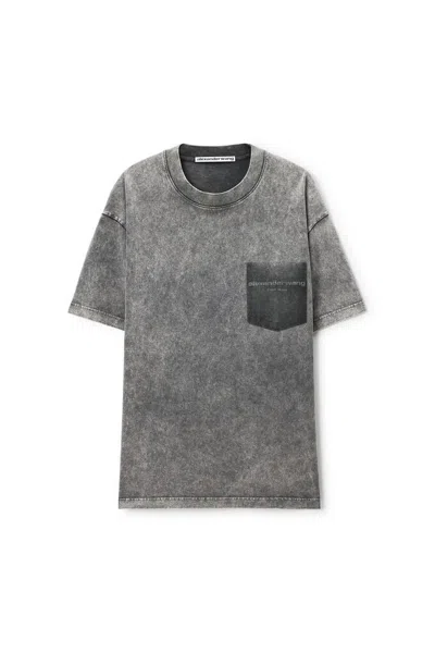 Alexander Wang Shadow Pocket Tee In Washed Grey