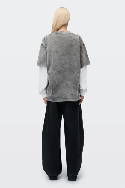 Alexander Wang Shadow Pocket Tee In Washed Grey