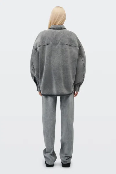 Alexander Wang Shadow Pocket Button Down Shirt In Washed Grey