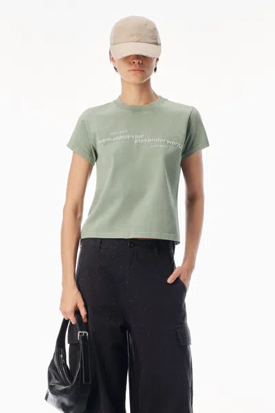 Alexander Wang Mirrored Logo Tee In Washed Sage