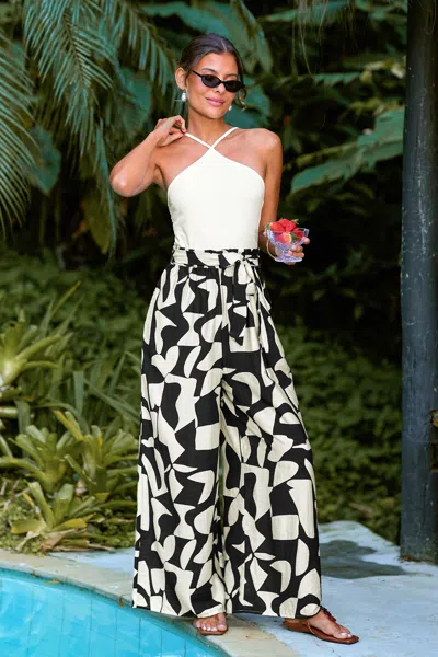 Cupshe Playa Abstract Jumpsuit In White