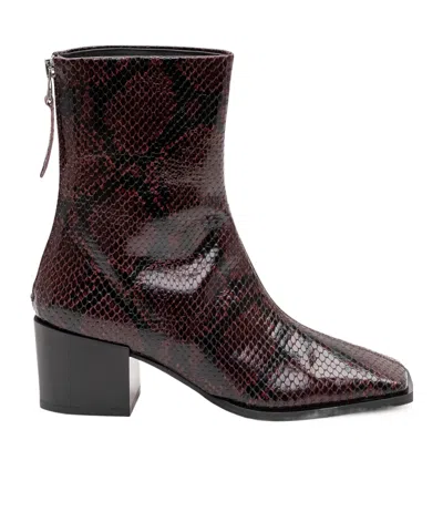 Aeyde Amina Snake-effect Leather Ankle Boots In Burgundy