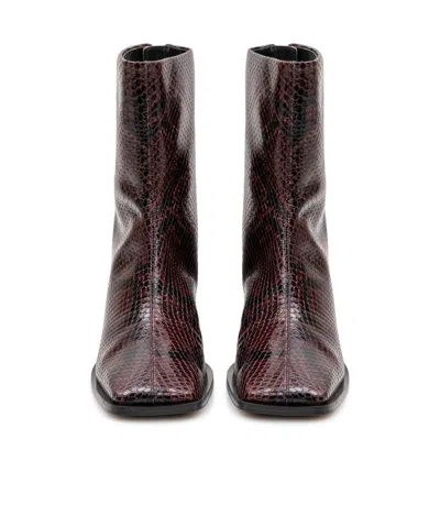 Aeyde Amina Snake-effect Leather Ankle Boots In Burgundy