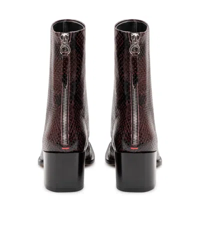 Aeyde Amina Snake-effect Leather Ankle Boots In Burgundy