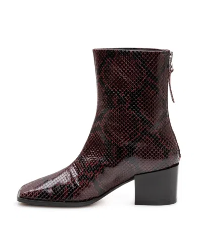 Aeyde Amina Snake-effect Leather Ankle Boots In Burgundy