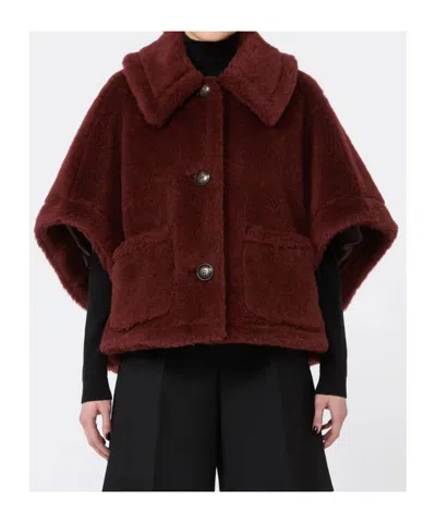 Max Mara New Terzo Buttoned Cape In Rust-red