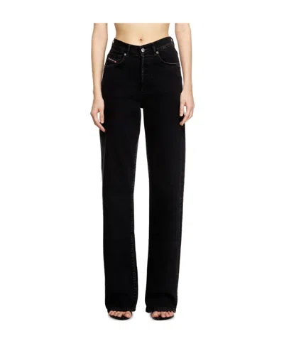 Diesel Solid Color Straight Leg Jeans In Black