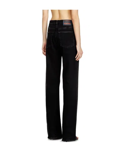 Diesel Solid Color Straight Leg Jeans In Black