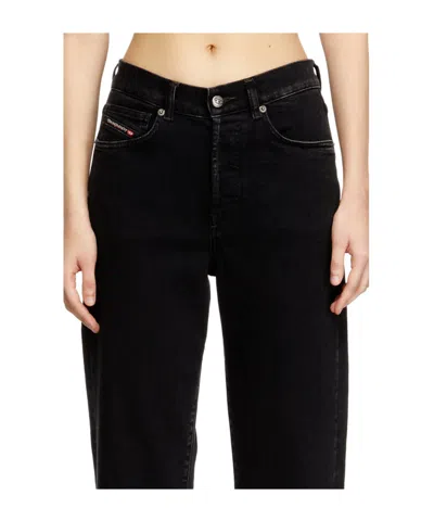 Diesel Solid Color Straight Leg Jeans In Black
