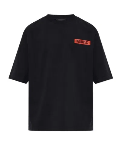 Dsquared2 Logo-print Ski-pass T-shirt In Black