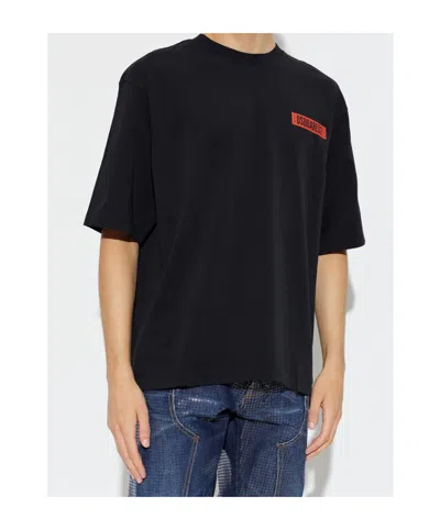 Dsquared2 Logo-print Ski-pass T-shirt In Black