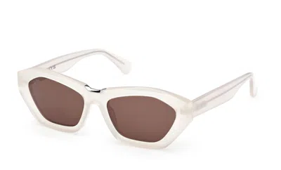 Max Mara Kate Geometric Frame Sunglasses In Ivory White