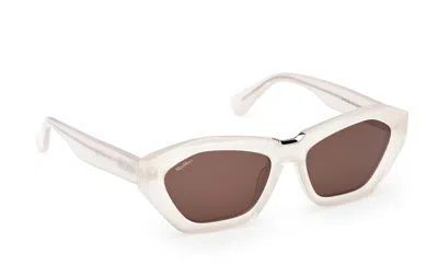 Max Mara Kate Geometric Frame Sunglasses In Ivory White