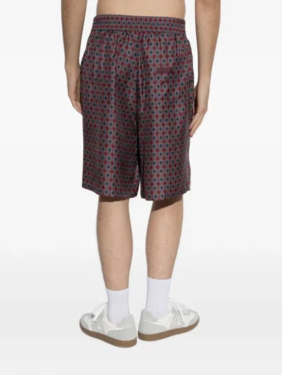 Balmain Geometric-patternsilk Shorts In Red