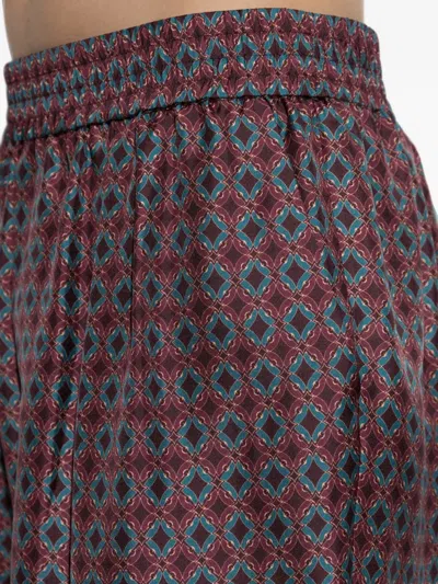 Balmain Geometric-patternsilk Shorts In Red