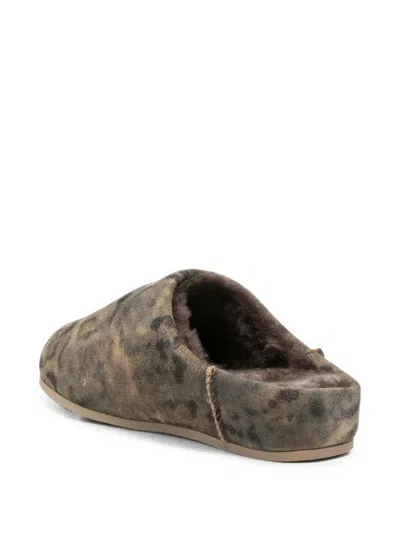 Ugg Elea Leopard-print Shearling Slippers In Gray