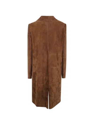 Tom Ford Single-breasted Leather Coat In Brown