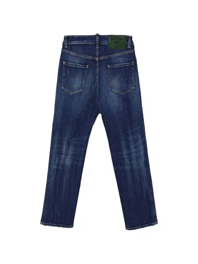 Dsquared2 Distressed-effect Whiskered Jeans In Blue