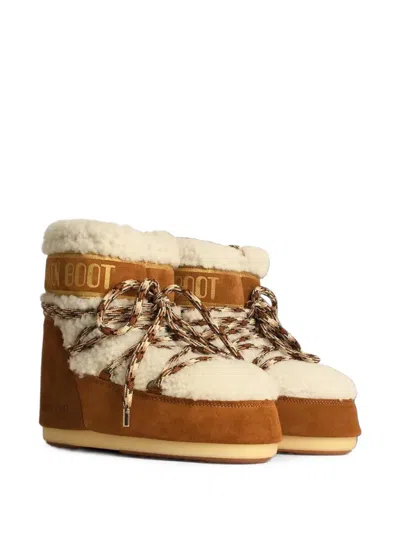 Moon Boot Stivale Lab69 Icon Low Marrone In Shearling In Brown