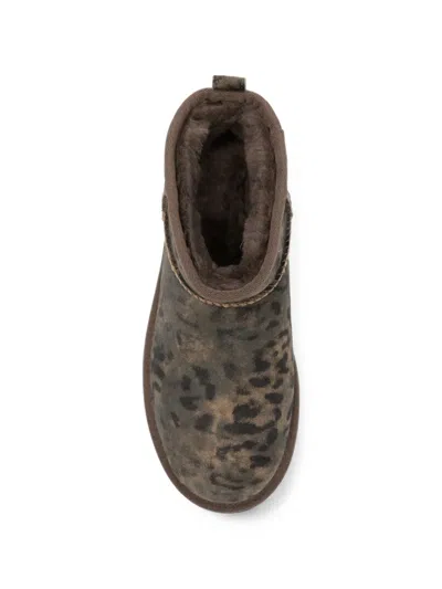 Ugg Classic Ultra Mini Leopard-print Ankle Boots In Gray