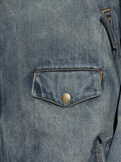Balmain Belted Biker-style Denim Jacket In Blue