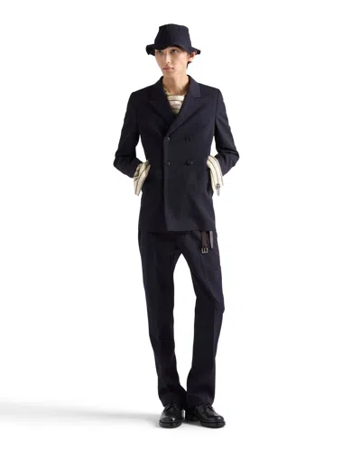 Prada Double-breasted Wool Jacket In Blau