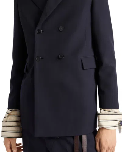 Prada Double-breasted Wool Jacket In Blau