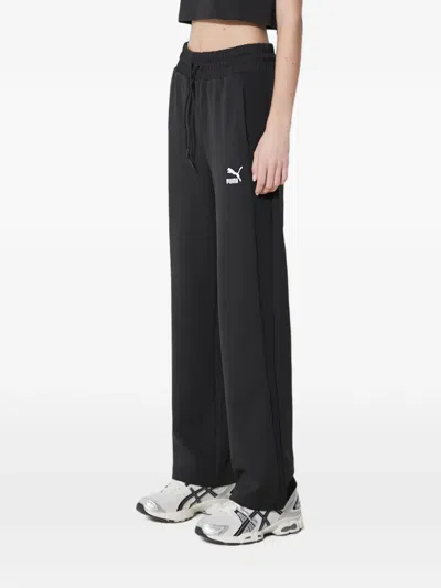 Puma Logo-embroidered Drawstring Track Pants In Black