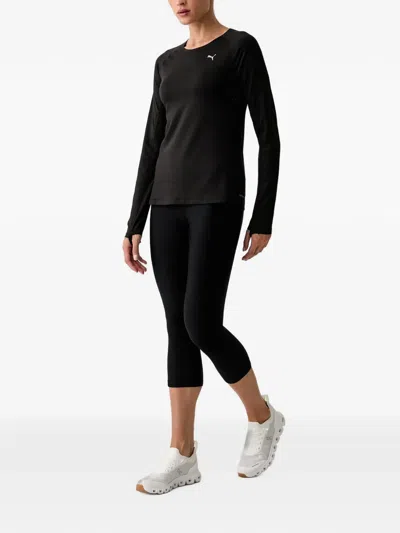 Puma Run Cloudspun Logo-print T-shirt In Schwarz